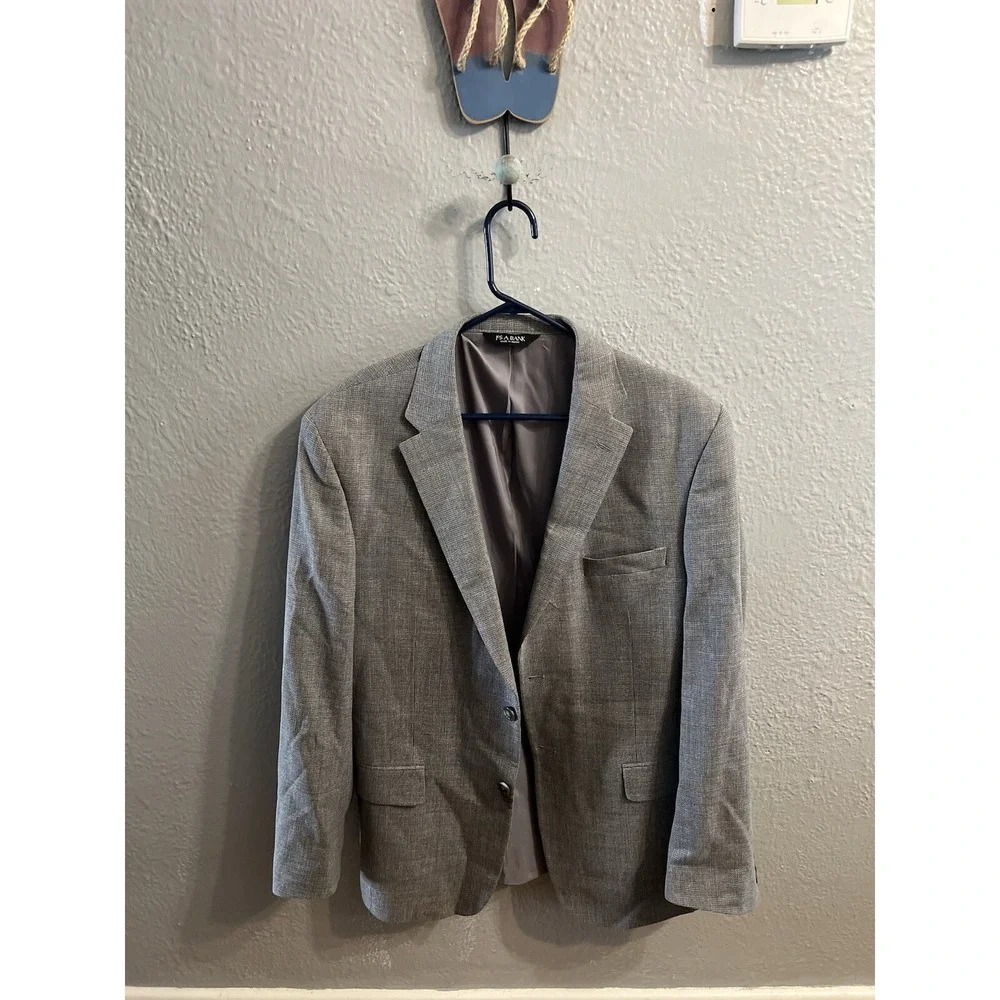 Jos A Bank Mens Blazer‎ Jacket Size 44R Gray Wool Sport Coat